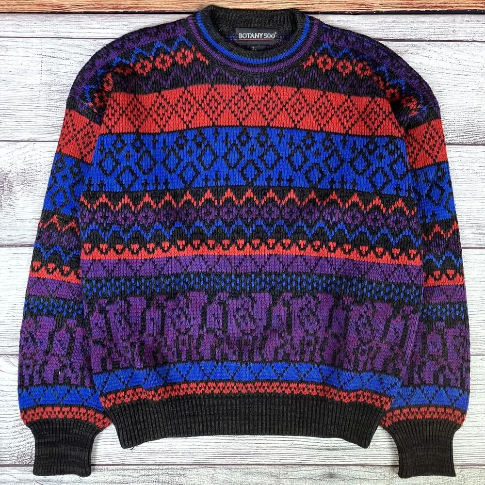 Vintage 1990s Botany 500 Multicolor Striped Sweater - Picture 1 of 5